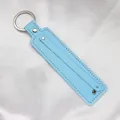 Light blue faux leather keychain strap with silver key ring diy accessory - Chrome Ring / 8mm Artificial Leather Keychain Ring / Light Blue