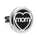 Clip de aromaterapia de 30mm para ventilación de coche con diseño de corazón mamá - Estilo Letra MOM (HG071) / 10 Piezas/Paquete (30mm) / Plateado