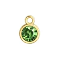 Runder grüner Kristall-Geburtsstein-Anhänger mit goldener Fassung für DIY-Schmuck - Goldener Rahmen-Olivgrün (HC482)