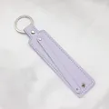 Premium light purple faux leather keychain strap for 8mm DIY slide letters and charms - Chrome Ring / 8mm Artificial Leather Keychain Ring / Light Purple