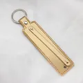 Premium champagne gold faux leather keychain DIY material with metallic ring and studs - Chrome Ring / 8mm Artificial Leather Keychain Ring / Gold