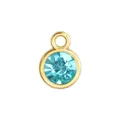 Hellblauer Kristall Geburtsstein Anhänger mit vergoldeter Schleife für DIY Schmuck - Goldener Rahmen-Seeblau (HC482)