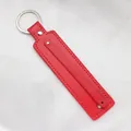 Vibrant red 8mm faux leather keychain strap for DIY personalized slider charms - Chrome Ring / 8mm Artificial Leather Keychain Ring / Red