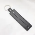 Minimalist black faux leather DIY keychain strap for 8mm slide letters and jewelry charms - Chrome Ring / 8mm Artificial Leather Keychain Ring / Black