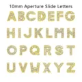 Complete set of 10mm gold rhinestone alphabet slide-on charms for DIY jewelry straps - A-Z Set (26 Pcs/Pack) / Gold Rhinestone