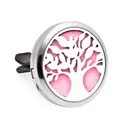 30mm roestvrijstalen auto-aromatherapie ventilatieclip diffuser met roze levensboom - Levensboom Stijl (HG010)