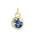 Runder vergoldeter Anhänger mit einem facettierten blauen Kristall-Geburtsstein für DIY-Schmuck - Goldener Rahmen mit offenem Ring-Hellblau (HC482) / Mit offenem Ring