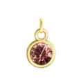 Goldener runder Geburtsstein-Anhänger mit rosa Kristall für DIY-Schmuckherstellung - Goldener Rahmen mit offenem Ring-Hellviolett (HC482) / Mit offenem Ring