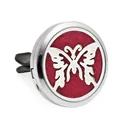 30mm roestvrijstalen vlinder auto aromatherapie ventclip met rood kussen - Hol Vlinderpatroon (HG044)
