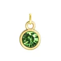 Vergoldeter runder Geburtsstein-Anhänger mit grünem Kristall für DIY-Schmuck - Goldener Rahmen mit offenem Ring-Olivgrün (HC482) / Mit offenem Ring