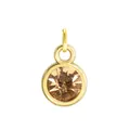Vergoldeter runder Anhänger mit champagnerfarbenem Geburtsstein für DIY-Schmuck - Goldener Rahmen mit offenem Ring-Gold (HC482) / Mit offenem Ring
