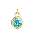 Hellblauer Geburtsstein-Kristallanhänger mit vergoldeter Fassung für DIY-Schmuck - Goldener Rahmen mit offenem Ring-Seeblau (HC482) / Mit offenem Ring