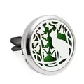 Roestvrijstalen 30mm auto aromatherapie ventilatieclip diffuser met kat silhouet. - Kat in de Tuin Silhouet Stijl (HG232)