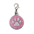 Detailgetreuer Haustierpfoten-Anhänger in Pink Glitzer mit robustem Karabinerverschluss - Pfotenabdruck-Anhänger (mit Karabinerverschluss) / 19mm*23mm / Rosa