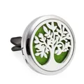 Roestvrijstalen levensboom auto aromatherapie diffusor clip met groen viltje - Holle Levensboom Stijl (HG303)