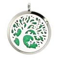38mm stainless steel aromatherapy hollow pendant with green felt pad for essential oils - 精致生命树几何款(BA304) / Pendant Only (Without Chain)