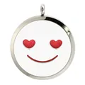 38mm stainless steel aromatherapy perfume locket pendant with red heart-eyes smiley - 爱心眼笑脸款(BA310) / Pendant Only (Without Chain)
