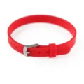 Durable red 8mm flexible silicone wristband featuring an adjustable silver metal pin buckle - Red