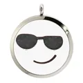 Round 38mm stainless steel aromatherapy diffuser pendant with sunglasses smiley face - 墨镜笑脸款(BA348) / Pendant Only (Without Chain)