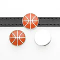 Basketball theme oil-drop alloy slide charm for 8mm wristband strap DIY jewelry accessory - 8mm / Basketball (Orange)