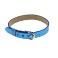 Braccialetto in pelle PU blu metallizzato da 8mm con fibbia argentata per ciondoli DIY - Fibbia Argentata Rotonda / 8mm / Blu Lago Profondo Metallizzato
