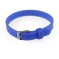 Bracelet réglable en silicone bleu de 8mm avec boucle métallique pour breloques DIY - Bleu saphir