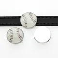 White baseball enamel slider charm for 8mm DIY slide bracelet and jewelry craft - 8mm / White Baseball