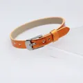 Stylish 8mm orange metallic PU leather wristband for DIY jewelry making and charms - Square Steel Buckle / 8mm / Metallic Orange
