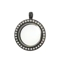 Black stainless steel 25mm round glass locket pendant with crystal rim for jewelry - 25mm / 黑色钻面