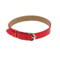 Elegante cinturino in pelle PU rosso metallizzato da 8mm per ciondoli fai-da-te - Fibbia Argentata Rotonda / 8mm / Rosso Metallico
