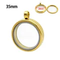 Round gold stainless steel double-sided glass locket Gau box jewelry pendant 35mm - 35mm / Gold
