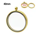 40mm golden stainless steel circular glass locket pendant for photos or keepsakes - 40mm / Gold