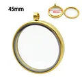 Gold stainless steel 45mm double-sided round glass locket pendant for DIY jewelry - 45mm / Gold