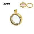 Gold stainless steel round glass locket pendant with 20mm diameter for jewelry making - 20mm / Gold