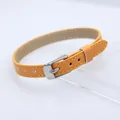 8mm orange PU leather adjustable wristband with silver buckle for DIY jewelry accessories - Square Steel Buckle / 8mm Width / Orange Yellow