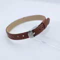 Classic 8mm brown PU leather wristband with silver buckle for DIY jewelry accessories - Square Steel Buckle / 8mm Width / Brown