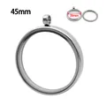45mm round silver stainless steel glass locket pendant with 39mm inner diameter - 45mm / Steel