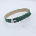 Green 8mm PU leather personalized wristband strap with silver buckle for DIY charms - Square Steel Buckle / 8mm Width / Dark Green