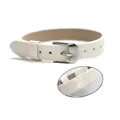 Bracelet pailleté en similicuir blanc 10mm avec texture nid d'abeille et boucle - Boucle en acier carré paillettes / 10mm / Blanc