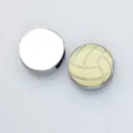Cream enamel volleyball slide charm for 8mm DIY wristband jewelry and bracelet accessories. - 8mm / Volleyball (Light Yellow)