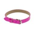 Elegante braccialetto fai-da-te in pelle PU rosa metallizzato da 8 mm con fibbia - Fibbia Argentata Rotonda / 8mm / Magenta Metallico