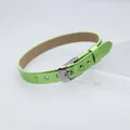 Cinturino base per bracciale fai-da-te in pelle PU verde lime metallizzato 8 mm - Fibbia in Acciaio Quadrata / 8mm / Verde Limone Metallico