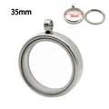 35mm stainless steel round double-sided glass locket frame pendant for DIY charms - 35mm / Steel