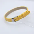 8mm yellow PU leather wristband strap for DIY jewelry with silver buckle - Square Steel Buckle / 8mm Width / Yellow
