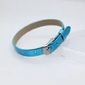 Bracciale DIY da 8 mm in pelle PU blu metallizzato per charms, cinturino con fibbia - Fibbia in Acciaio Quadrata / 8mm / Blu Lago Metallizzato