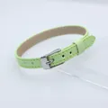 Adjustable 8mm light green PU leather wristband for DIY charms with silver tone buckle - Square Steel Buckle / 8mm Width / Light Green