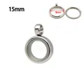 15mm stainless steel double-sided glass round photo locket pendant for cinnabar - 15mm / Steel