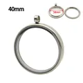 Silver stainless steel round glass locket pendant 40mm outer diameter for jewelry - 40mm / Steel