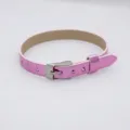 Cinturino in pelle PU rosa metallizzato, larghezza 8 mm per accessori fai-da-te - Fibbia in Acciaio Quadrata / 8mm / Rosa Metallico