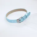 Bracciale DIY in pelle PU blu metallizzato 8 mm con fibbia argentata - Fibbia in Acciaio Quadrata / 8mm / Blu Chiaro Metallico